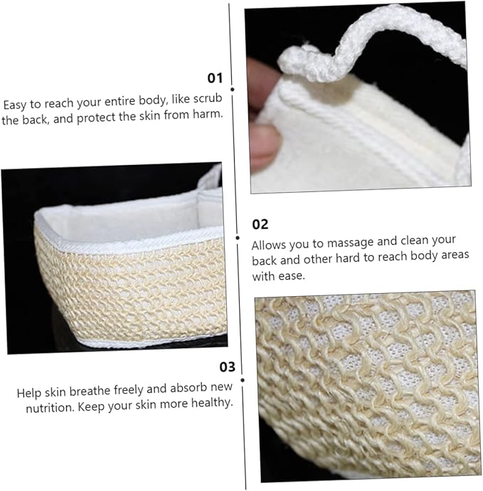 3pcs Exfoliating Bath Scrubber Strap for Skin Cleaning and Back Massage for Deep Cleansing and Exfoliation Shower Gentle Skin Types