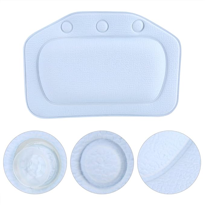 Bath Pillow, Bathtub Head Neck Support, Soft Foam Padded Spa Tub Headrest Back Shoulders Support Cushion Bathroom (Blue)