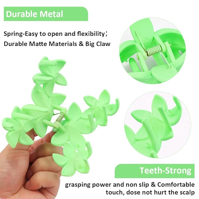 Ahoney 6PCS Flower Hair Clips for Women Strong Hold Nonslip, Big Flower Claw Clip for Thick Hair, Hawaiian Hibiscus Cute Hair Clips Beach Hair Accessories for Women Girls 12