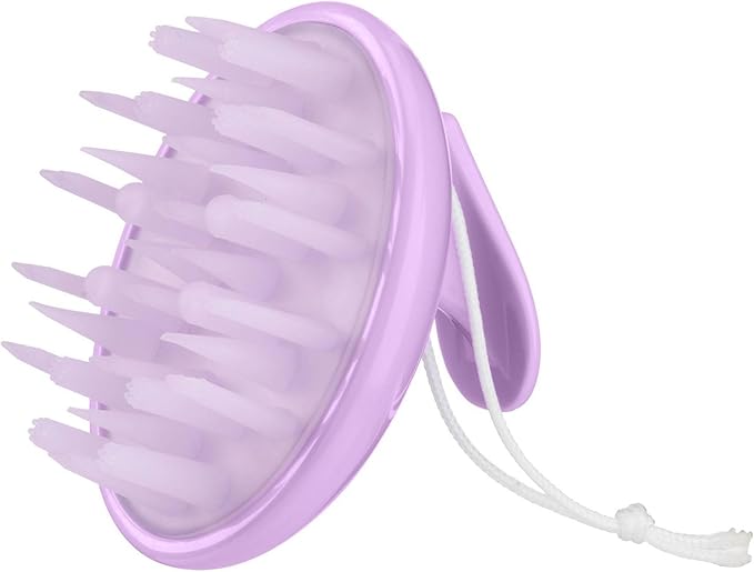 Conair Scalp Massager Shampoo Brush – Deep Cleansing, Exfoliating & Stimulating Hair Scrubber for Healthy Scalp & Hair Growth, Soft Silicone Bristles, Comfortable Grip, All Hair Types, Purple