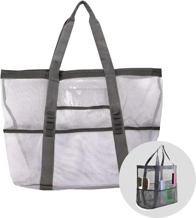 Smanllan Horse Grooming Organizer Bag,8 Pockets Waterproof Horse Grooming Tote Bag with Mesh (White)