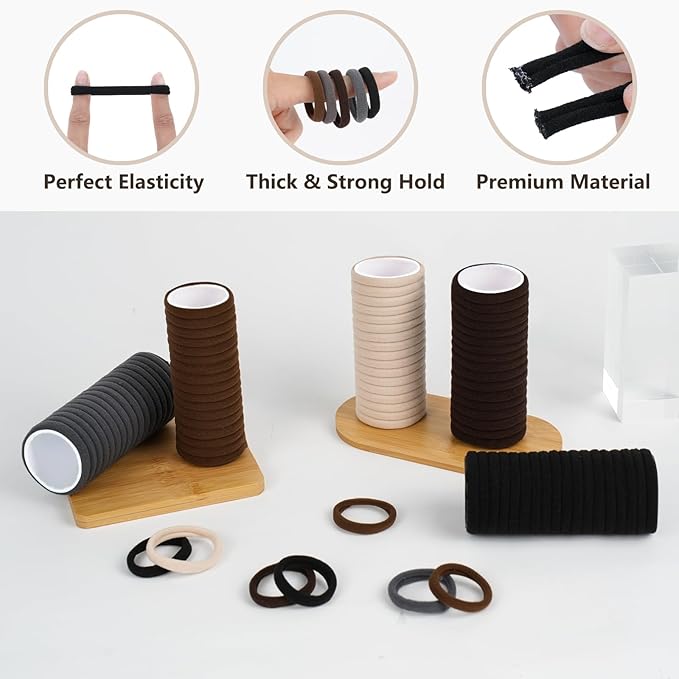 Hair Accessories, 190PCS No-Damage Thick Seamless Hair Elastics in Neutral Colors for Women and Girls