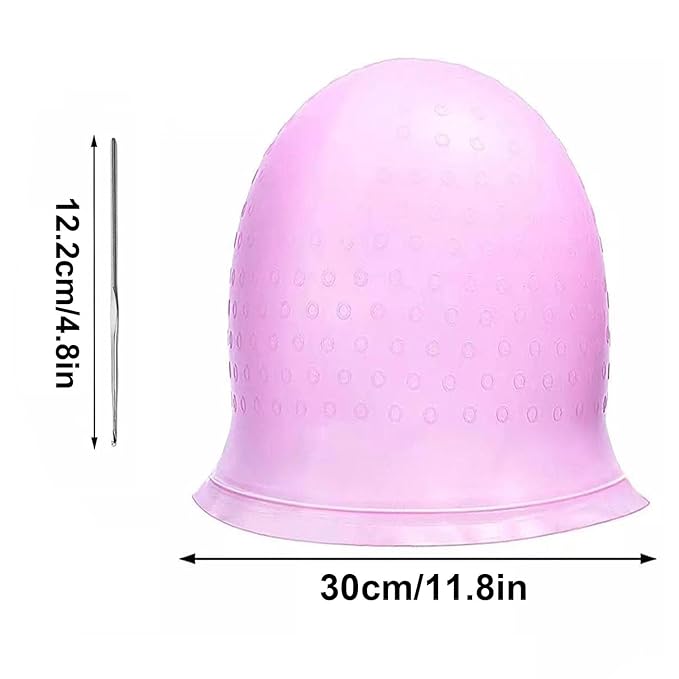 1 Pc Purple Reusable Silicone Hair Coloring Highlighting Cap, Hair Dyeing Cap for Hair with Hook for Hair Coloring Salon Hairdressing Tool