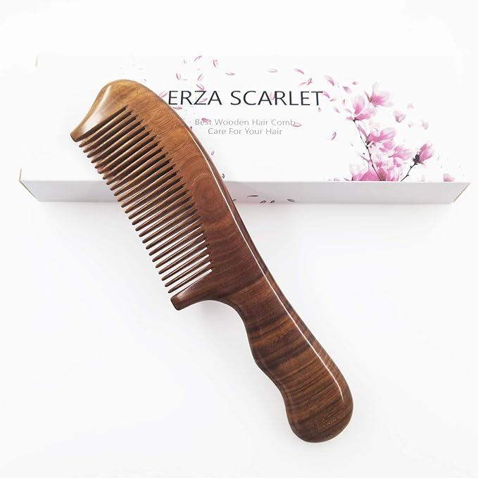 Wood Hair Comb Fine Tooth Comb Anti-static Hair Comb for Thick Hair