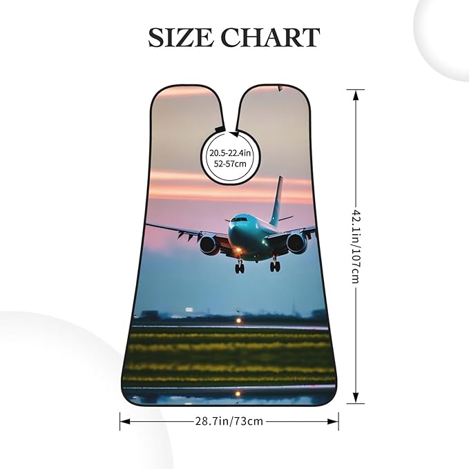 Airplane In The Evening Lights Print Beard Bib Apron For Men, Beard Hair Catcher For Men Shaving Trimming,Beard Cape Cloth