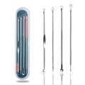 Blackhead Remover Pimple Comedone Extractor Tool Best Acne Removal Kit - Treatment for Blemish, Whitehead Popping, Zit Removing for Nose Face Skin with Case (Sliver, 4 Piece Set)
