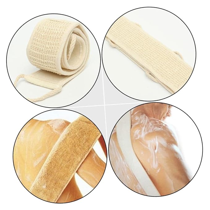 minkissy 10pcs Long Sisal Bath Towels Back Scrubber Straps Beige Bathroom Towels