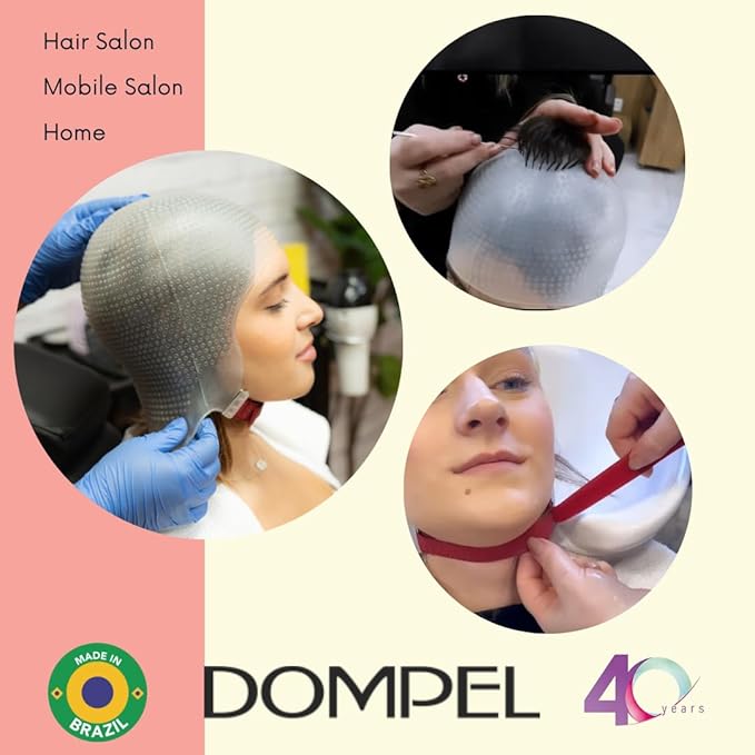 DOMPEL Sparta 2.4K Silicone Highlight Hair Cap | 2,400 Strategically Positioned Holes | Hair Coloring Highlighting Cap & Hook Hair Salon | Reusable silicone cap with metal needle (2 PCS)