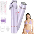 Bikini Trimmer for Women, 2-in-1 Lady Shaver Rechargeable Electric Razor for Women Legs, Body & Intimate Areas, USB-C Wet & Dry Use (Purple)