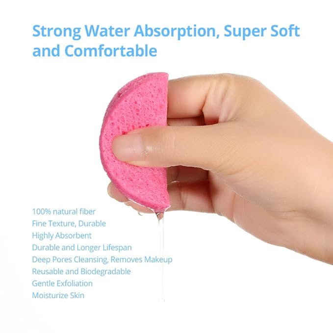 Natural Facial Cleansing Sponges- 20 Count Compressed Facial Sponges Cellulose Reusable Soft Cosmetic Esponjas para Faciales for Professional Makeup Removal, Facials Spa, Exfoliator, Skin Massage