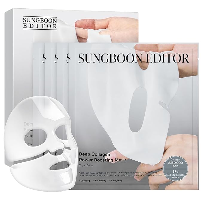 SUNGBOON EDITOR Deep Collagen Overnight Mask Hydrating Mask for Glass Skin, Wrinkle Care, Firming & Pore Refining 2,160,000PPB Collagen + 9 Peptides Korean Skincare, 4ea Gifts for Women