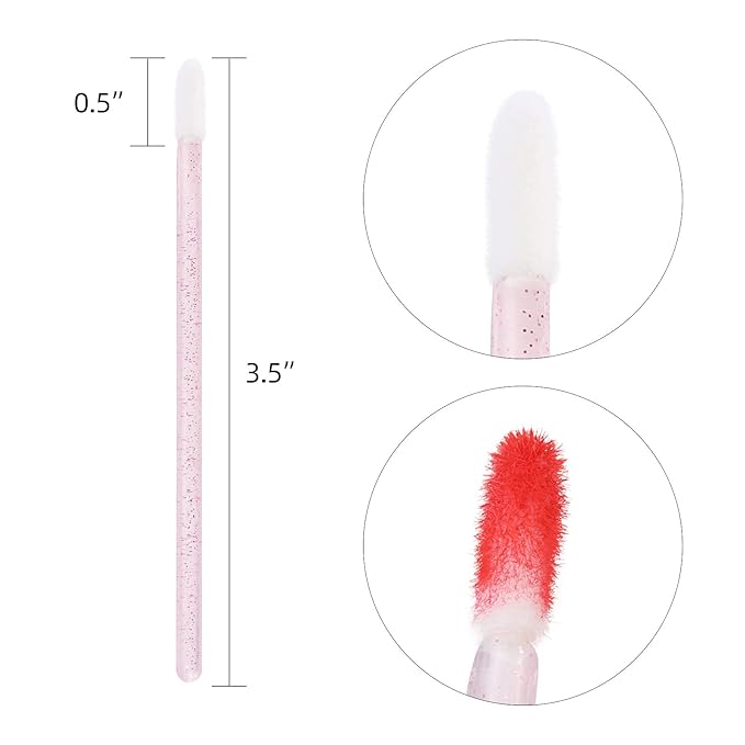 100 Pieces Lipstick Wands Disposable Lip Gloss Cosmetic Applicator Ctystal Lip Wands Bulk- Pink