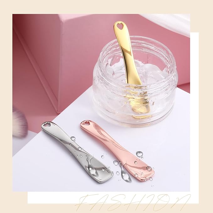 Giantree 3 PCS Mini Metal Facial Makeup Spatula, Skin Care Cosmetic Spatula Reusable Facial Applicator Tool, Beauty Spatulas for Face Mask Cream Lotions Moisturizers(Silver Gold Rose Gold)