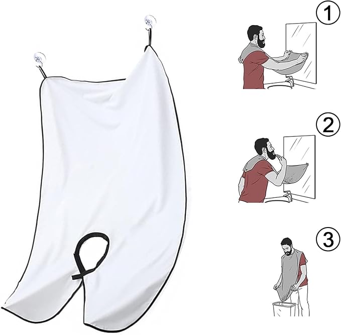 Beard Bib Apron, Beard Trimming Catcher for Men Shaving Hair Clippings Non-Stick Waterproof Grooming Cloth