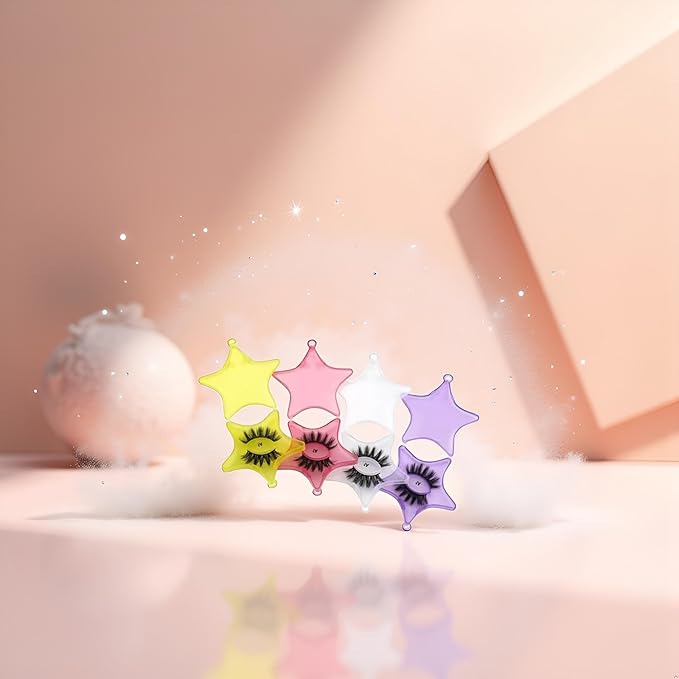 4Pcs Empty Plastic Lash Boxes Star Shape Eyelash Storage Box Travel Case 3D False Eyelashes Packaging Gift Boxes Holder Organizer for Women Girl Eyelash Storage and Packaging False Eyelashes, 4 Colors