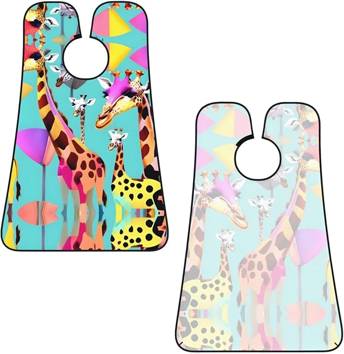 Colorful Giraffe Fans Lovers Print Beard Bib Shaving Apron, Beard Hair Trimming Cape Gift For Dad