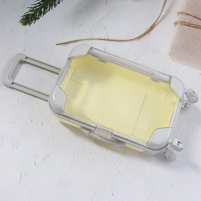 False Eyelash Storage Box, Portable Travel Organizer Mini Luggage False Eyelash Tray Makeup Tool (PALE YELLOW)