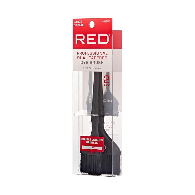 RED by Kiss Professional Dual Tapered Hair Dye Brush, Double Layered Bristles, Non-Slip Spiral Handle, Salon Precision Tool (Large, Small 2 PK)
