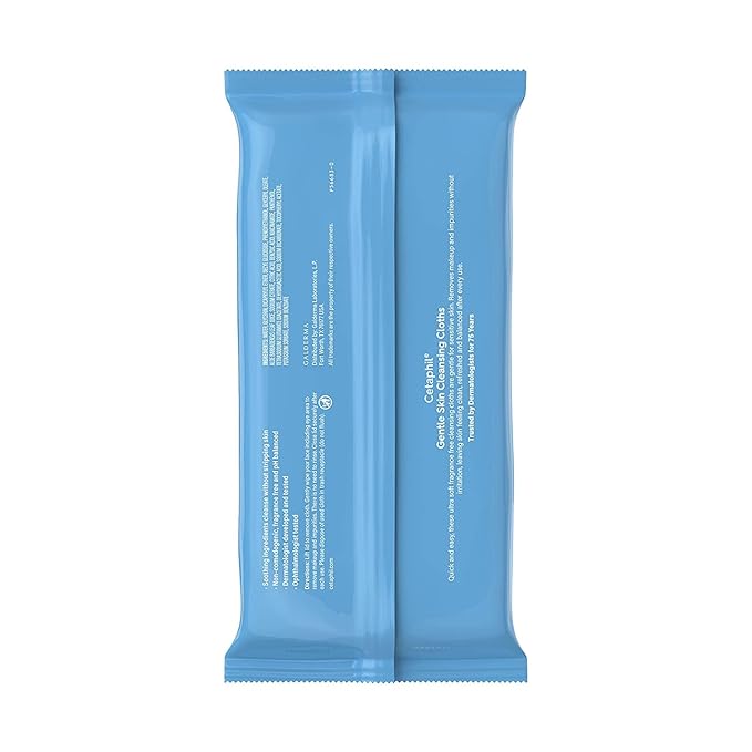 Cetaphil Face and Body Wipes, Gentle Skin Cleansing Cloths, 25 Count (Pack of 2), for Dry, Sensitive Skin, Flip Top Closure, Great for the Gym, Travel, in the Car, Hypoallergenic, Fragrance Free