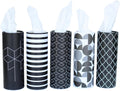 Cylinder Car Facial Tissue Holder, 5 Pack, 50 Tissues Per Cylinder, with Easy Open Lid, 3-Ply Tissues for Your car, Home and Office. Geometric Patterns (Geometric Patterns)