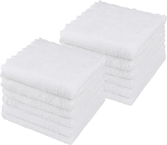 Orighty Ultra Soft Washcloths 12 Pack, Premium Microfiber Towel Sets 12 x 12 inches, Absorbent and Quick Drying Coral Velvet Washcloth, Multi-Purpose Wash Cloths for Bathroom, Hotel, and Gym (White)