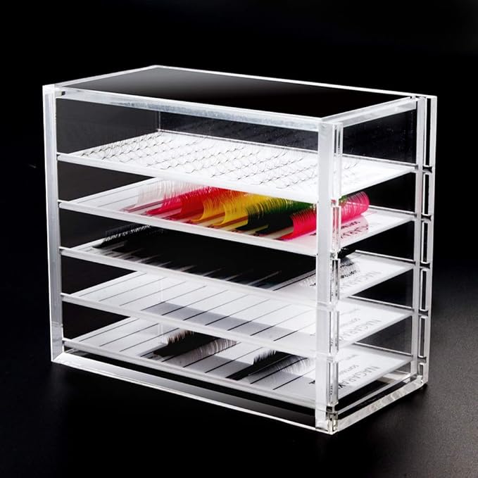 NAGARAKU Magnetic Lash Extension Storage Box, False Eyelashes Organiser Box 5 Layers Dustproof Eyelash Extensions Storage Volume Lash Makeup Tools Case Transparent Box with Magnetic Eyelash Plate