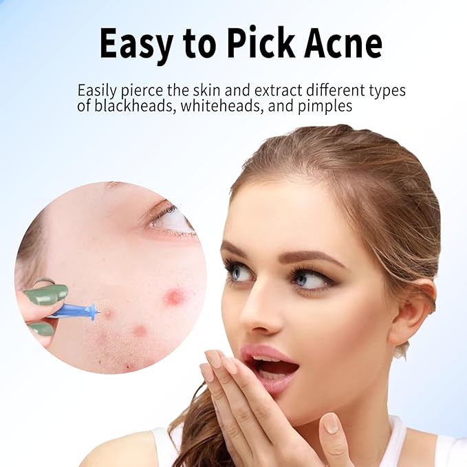 50 Pack Disposable Blackhead Remover Needles & Pimple Popper Tool Kit - Professional Acne Extractor Lancets for Whitehead, Comedone, Blemish Removal - Sterile Acne Needles with Case