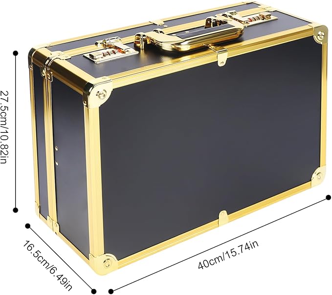 Professional Barber Case, Beauty Salon Barber Case with Code Lock, Hair Stylist Tool Kits Organizer Hairdresser Tool Box for Beauty Salon Makeup Artist (Gold)