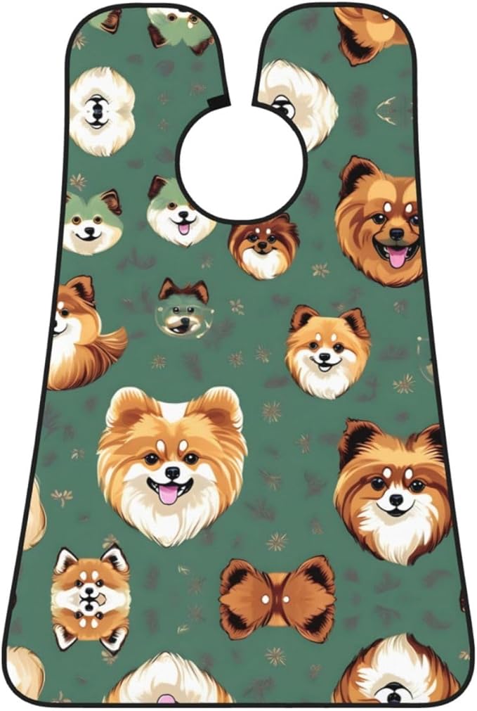 Pomeranians Pattern Print Beard Bib Apron For Men, Beard Hair Catcher For Men Shaving Trimming,Beard Cape Cloth