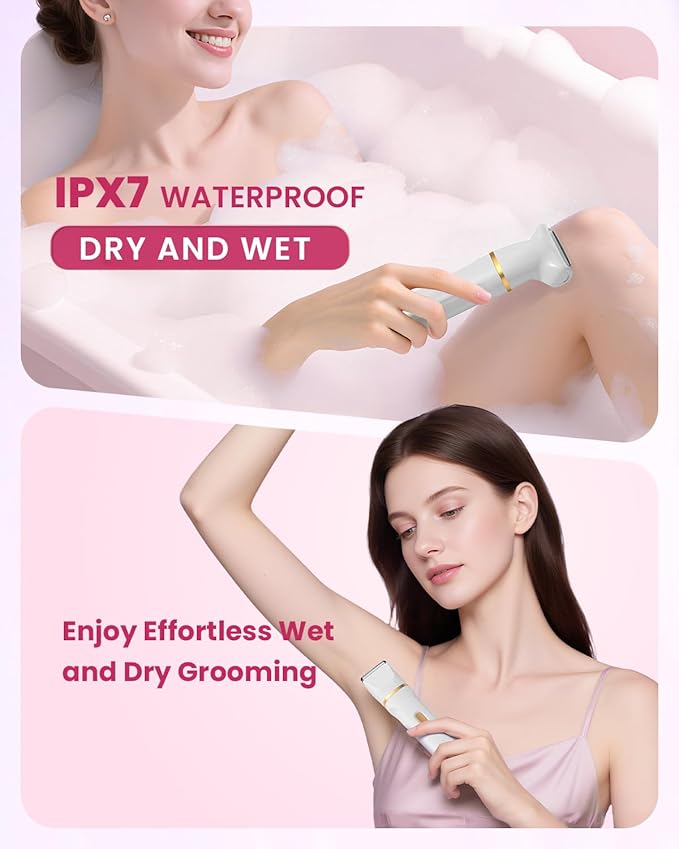 Bikini Trimmer for Women,5 in 1 Waterproof Electric Razors for Women Pubic Facial Nose Body Leg Hair Removal, Anniversary Birthday Christmas gifts for women self care, Stocking Stuffers for Teen Girls