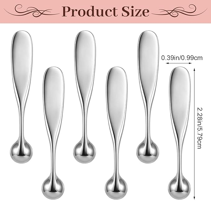 6Pack Metal Eye Cream Applicator, Roller Ball Scraper Massage Stick Tool for Reducing Depuffer Puffiness Eye Massage Tool