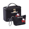 Vimanllie Travel Makeup Bag Large Cosmetic Bags with Brush Holder,Black Waterproof 2PCS Portable Cosmetic Case for Women,Toiletry Bag for Skincare&Beauty Tools for Her