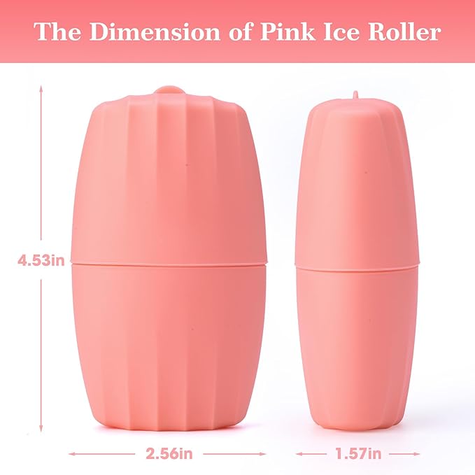 2 PACK Reusable Cube Silicone Mold Ice Roller For Face Cold Therapy Facial Massage Roller (Pink + Blue)