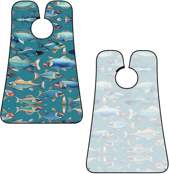 Ocean Fishes Print Beard Bib Shaving Apron, Beard Hair Trimming Cape Gift For Dad