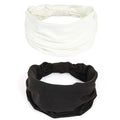 GiLi 2 Pack Wide Headbands for Women Boho African Knotted Non Slip Fashion Hair Bands Yoga Running Sports Workout Gym Head Wraps Elastic Soft Cotton Cloth Turbans Bandana for Girls (White,Black)