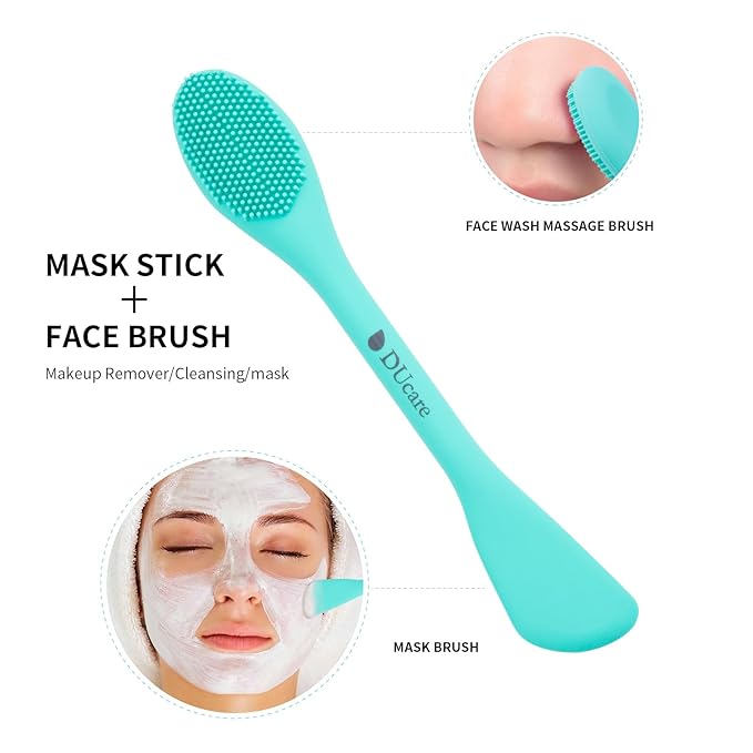 DUcare Silicone Face Mask Brush Double-Ended Facial Cleansing Sponges 4 PCS Soft Facial Cleansing Brush Mud,Clay DIY