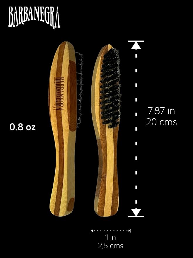 Barbanegra's Beard Styling Brush with Ergonomic Design. Long-lasting made from Eco-Friendly Bamboo with Natural Boar Bristles Beard & Mustache Brush for Men.
