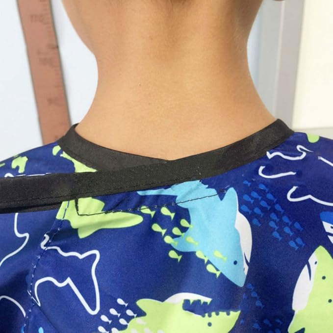 AKOAK Children Cartoon Dolphin Patterned Hair Cut Cap Waterproof Hairdresser Dressing Salon Gown Apron Cloak Cloth for Salon