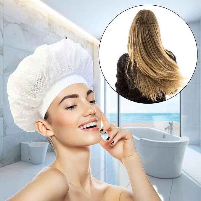 2-Pack Net Plopping Cap - Breathable Mesh for Curly Hair Drying, Blower-Ready & Overnight Sleep Protection