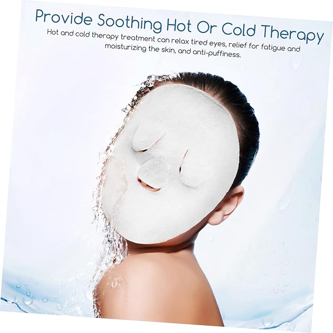 2Pcs Thick Coral Fleece Facial Towels for Hot Cold Compress Soft Face Care Towels for Skin Soothing and Cooling for Women White