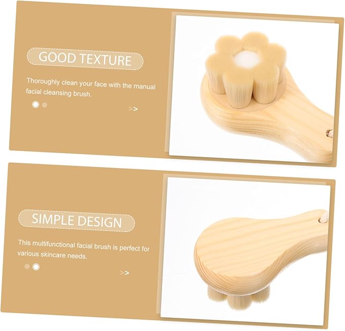 Face Cleansing Brush with Soft Bristles for Deep Pore Cleansing Manual Exfoliating Tool for All Skin Types Wooden Handle for Comfortable Use