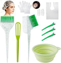 Hair Dye Color Brush and Bowl Set, Color Bowl Brushes Tool Mixing Bowl Kit Tint Comb for Hair Tint Dying Coloring Applicator (Green&Clear)