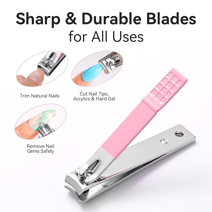 Makartt Cuticle Trimmer Set with Professional Cuticle Nipper, 2 Cuticle Pushers & Nail Clipper, Stainless Steel Pink Manicure Tools Kit for Women, Sharp, Ergonomic & Portable