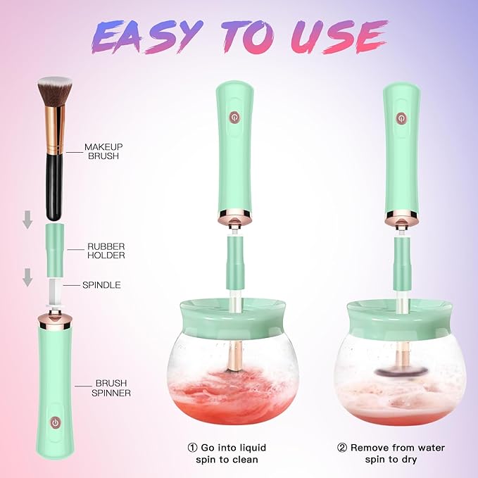 Makeup Brush Cleaner and Dryer Machine - Makeup Brush Spinner - Deeply cleaner for Makeup Brush - Quick Wash and Dry