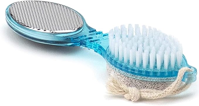 DecorRack (4 in 1) Pedicure Paddle Kit Tool with Pumice Stone for Feet, Foot Hand Toe Nail Cleaning Brush, Metal File and Emery Board, Manicure Foot Rasp Callus Remover Pedi Set (Blue, 1 Pack)