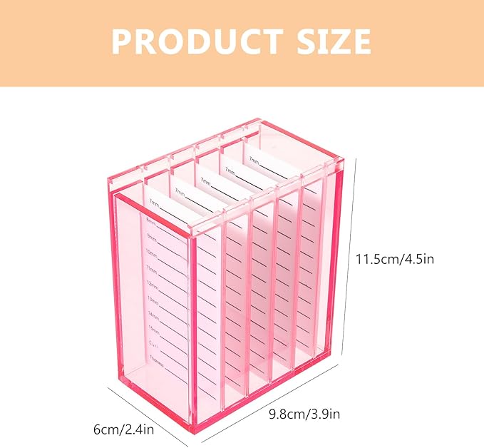Cabilock 5-layer Acrylic False Eyelash Storage Box Large Lash Organizer Case for Travel and Makeup with Sturdy Lash Holder in Rose Red