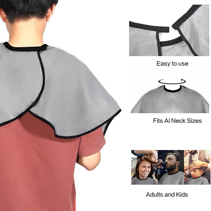 Short Barber Cape, Waterproof Nylon Salon Hair Cutting Cape, Makeup Artist Cape for Hair Dye, Comb-out, Styling, Shampoo