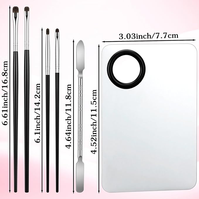Makeup Mixing Palette and Eye Shadow Brushes Set, Makeup Palette with Spatula for Facial Cosmetic Nail Art Pigment Blending, Eyeshadow Makeup Blending Brushes for Concealer Eyebrows Eyeliner