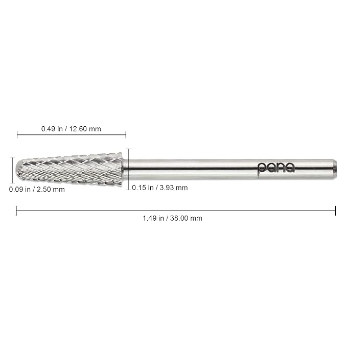 USA PANA Professional 3/32" Shank Size - Cone Shape Carbide Bit - Nail Drill Bit for Manicure Pedicure Tools Dremel Machine - Gold, Silver (Extra Coarse, Silver)