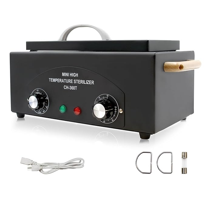 High Temperature Metal Tool Cleaning Box, 110V 300W 1.5L with Timer Manicure Pedicure SPA Salon Barber Equipment for Sundry Beauty Hair Nail Metal Tools with Handle